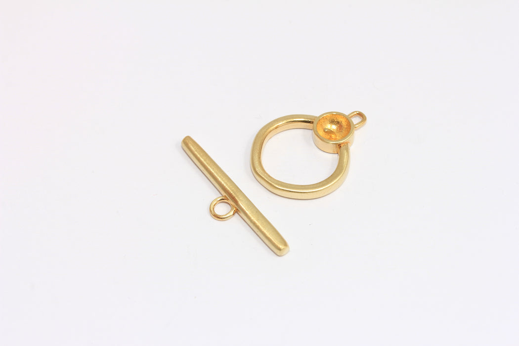 Brass Heart Bezel Toggle Clasp