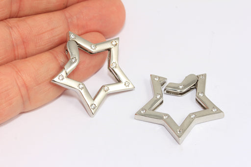 Rhodium Plated CZ Star Clasp