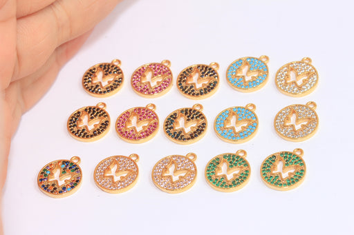 Shiny Gold CZ Butterfly Coin Charms