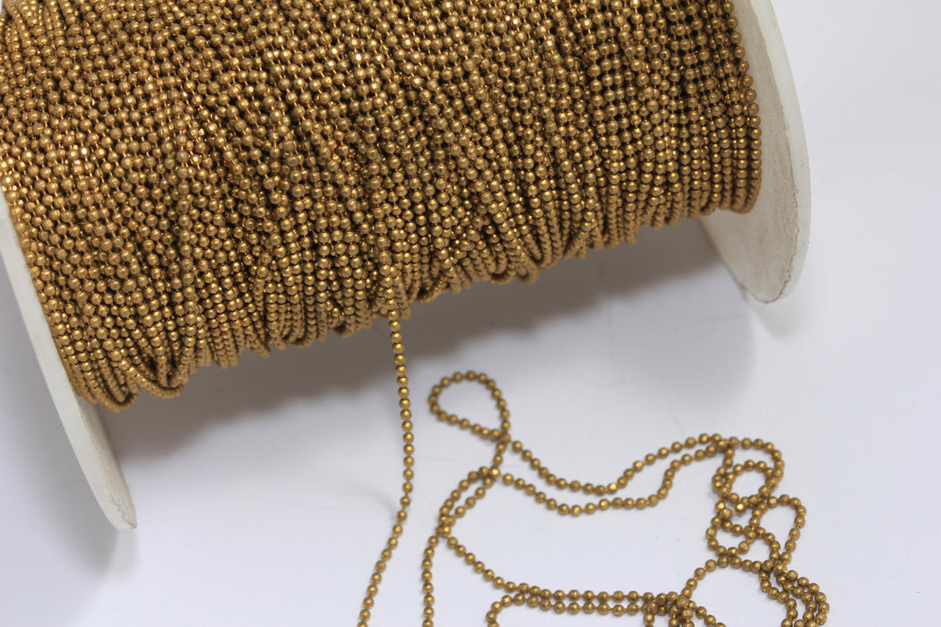 1,2mm Raw Brass Ball Chain, Tiny Brass Lace Ball Chain, Ball Necklace Chain, BXB98-5