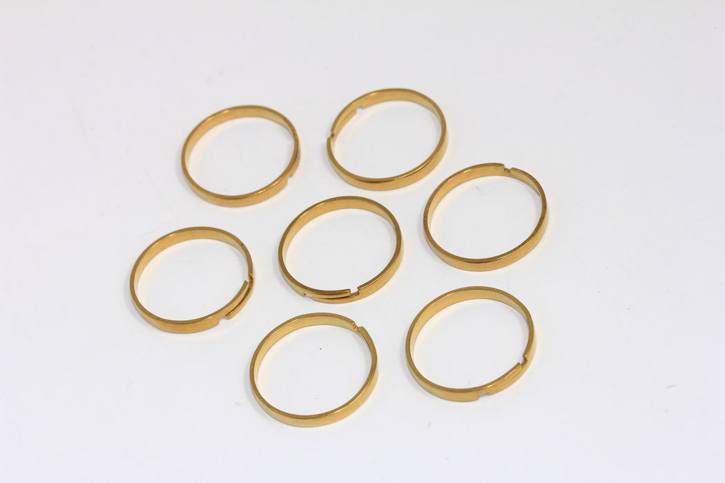 18-19mm Raw Brass Flat Linear Rings, Adjustable Rings, LA18