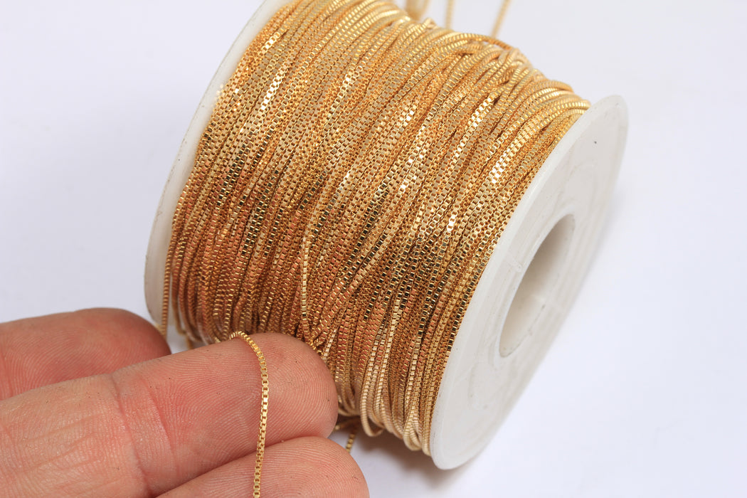 0,8mm Raw Brass Cube Chains, Solid Brass Cube Chains, Tiny Box Chain, BXB22-6