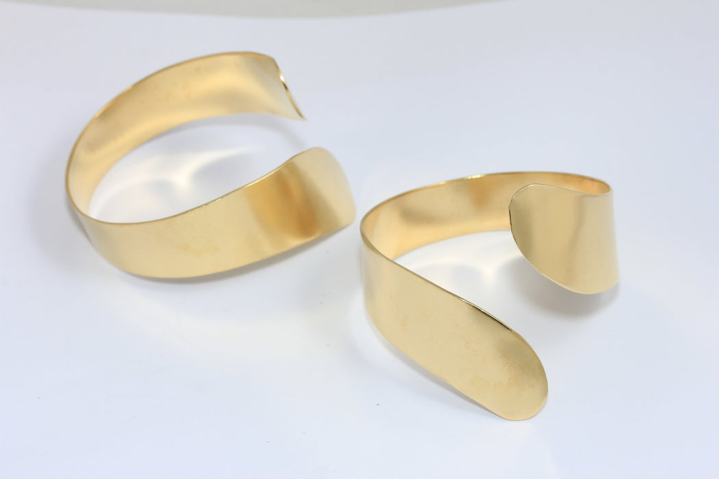 15x155mm Raw Brass Flat Bracelet, Wrapped Open Cuff Bracelet, TVF13