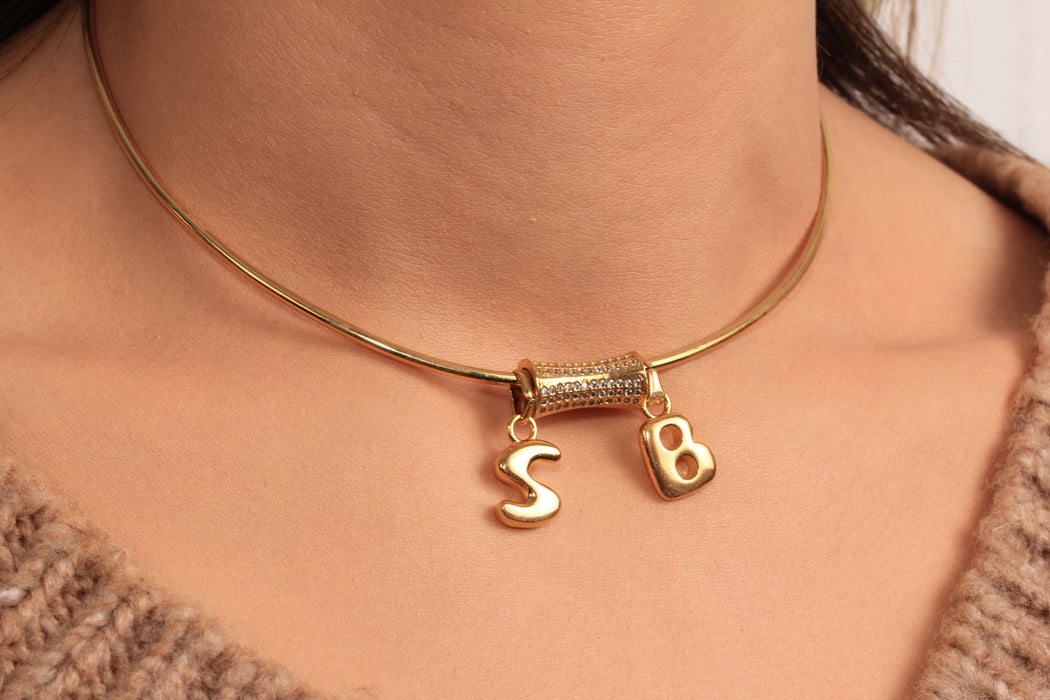 Minimalist Letter Charm Necklace, Custom Initial Letters Necklace, Micro Pave Charm Necklace, Everyday Necklace, JN5-16
