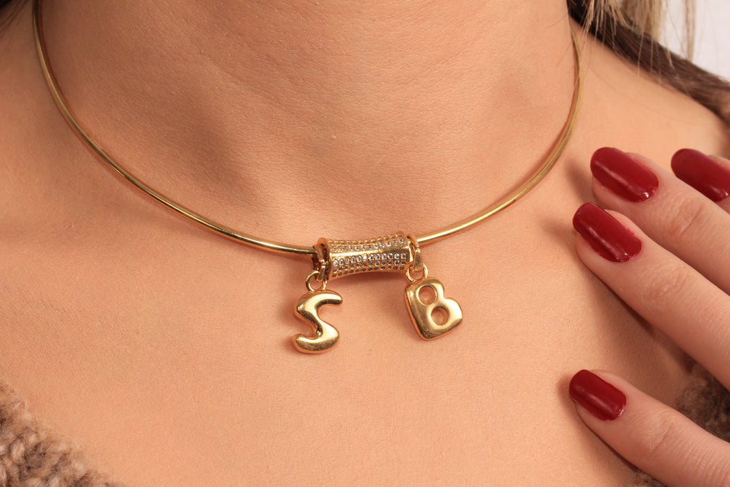 Minimalist Letter Charm Necklace, Custom Initial Letters Necklace, Micro Pave Charm Necklace, Everyday Necklace, JN5-16