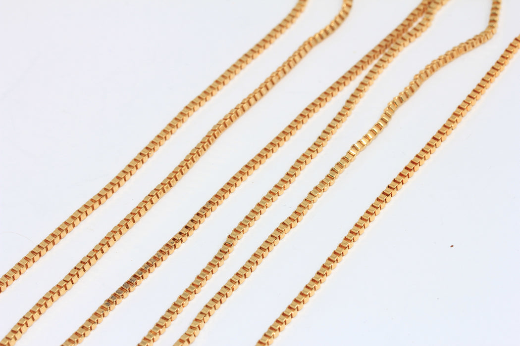 2mm 24k Shiny Gold Box Chain, Soldered Cube Chain, Bulk Lot Chain, Necklace Chain, BXB152-6