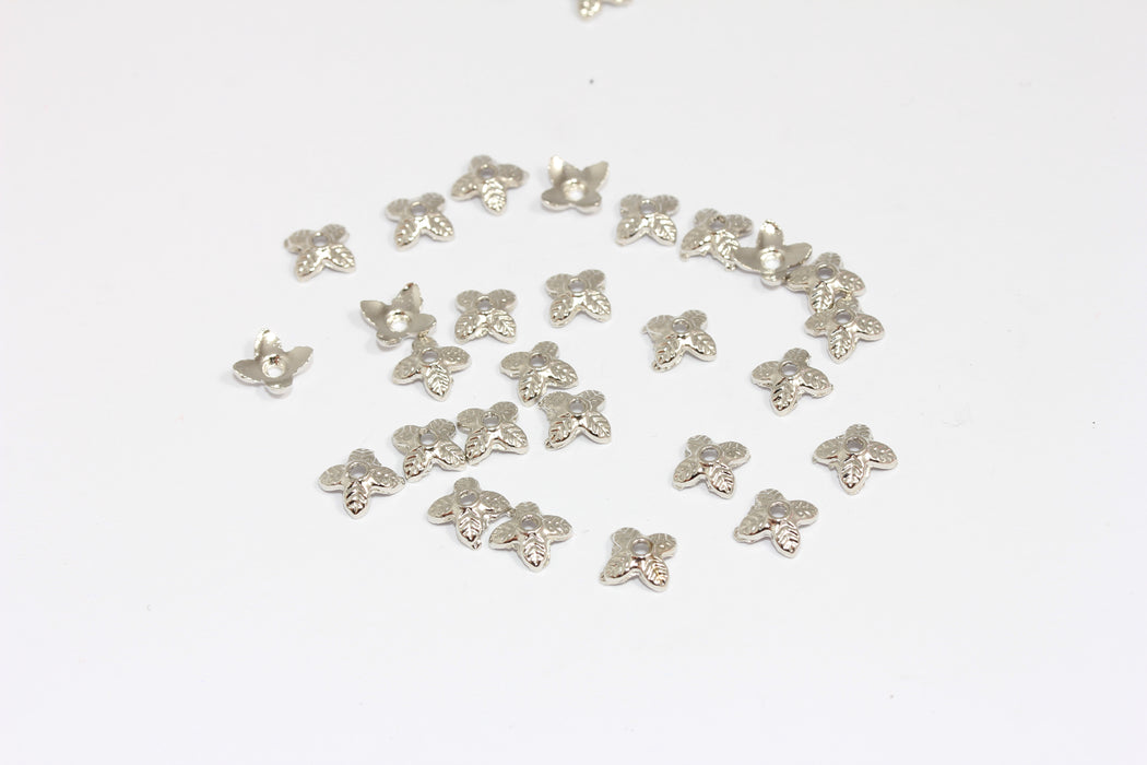 Rodyum Kaplamalı Boncuk Kapakları, 5-6 mm Boncuklar İçin, Mini Uç Kapakları, Çiçek Boncuk Kapakları, BRT253