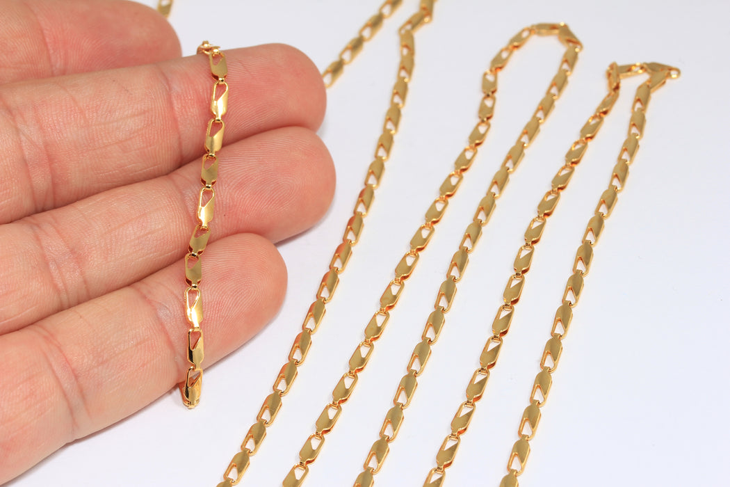 2,5 mm 24 ayar Parlak Altın Zincir, Altın Çubuk Zincir, Altın Kolye Zinciri, Choker Zincir, BXB150-8