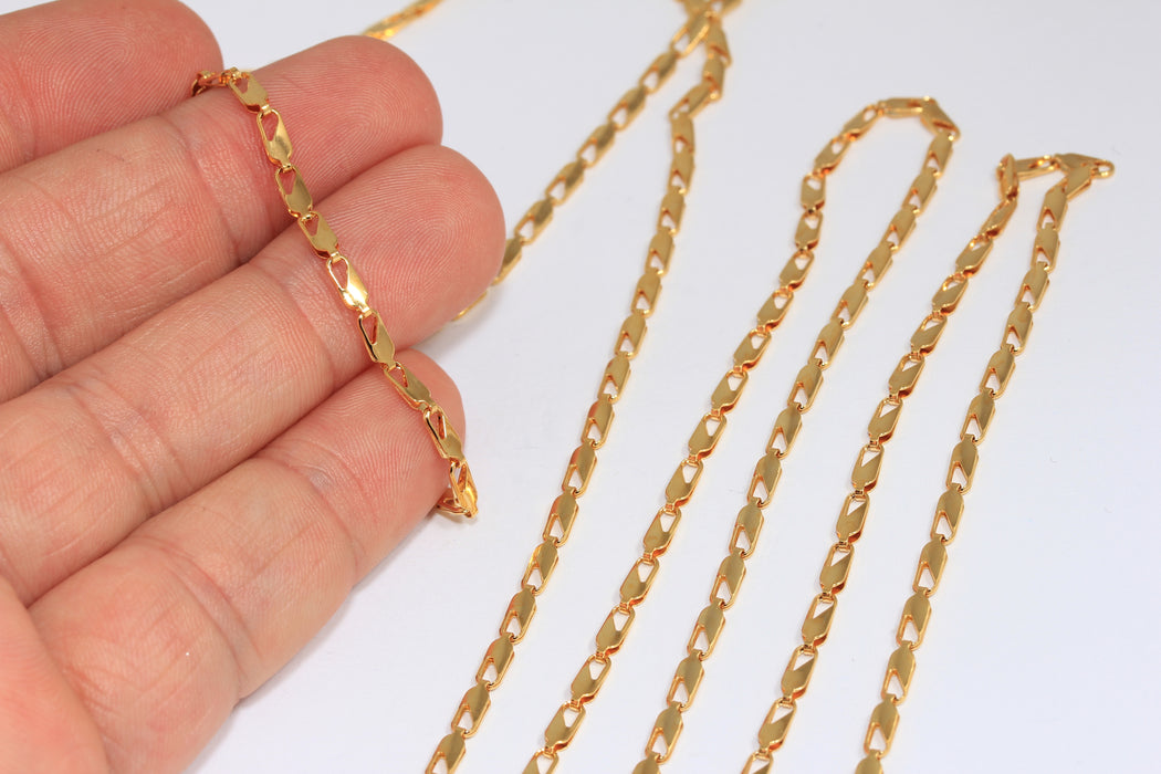 2,5 mm 24 ayar Parlak Altın Zincir, Altın Çubuk Zincir, Altın Kolye Zinciri, Choker Zincir, BXB150-8