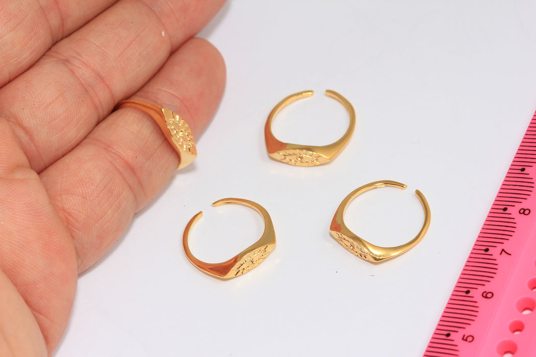 Anelli anti-malocchio in oro lucido 24k da 16-17 mm, anelli anti-malocchio in oro, anelli con moneta, ROSE314