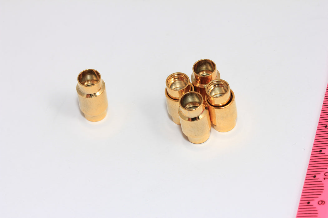 24k Shiny Gold Magnetic Clasp, Tube Magnetic Clasp, Inner Size 7mm End Caps, Leather Cord End Caps, ROSE355-2