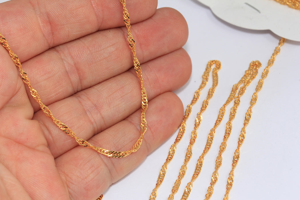 2,3 mm 24 Ayar Parlak Altın Zincirler, Küçük Örgü Zincirler, Yılan Kolye Zinciri, Kablo Zincirler, BXB166-7