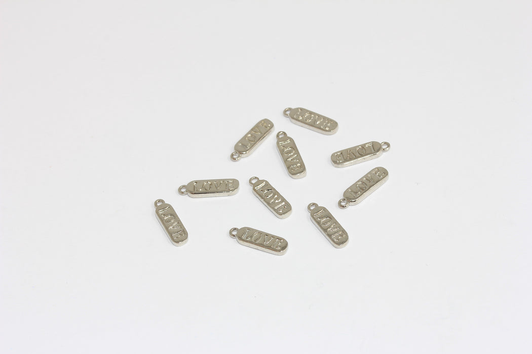 4x13 mm Rodyum Kaplama Aşk Kolyesi, Aşk Çubuğu Tılsımı, Kazınmış Aşk Çubuğu Tılsımları, MLS510