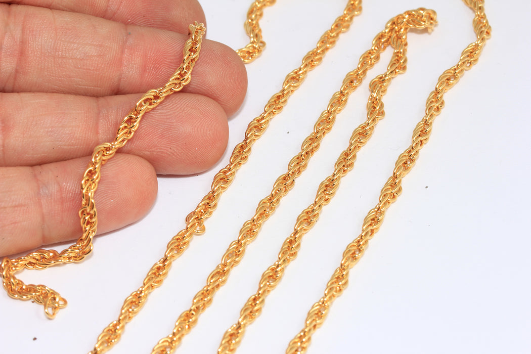 3,5 mm 24 ayar Parlak Altın Bordür Zincirleri, Küçük Örgü Zincirler, Yılan Kolye Zinciri, Kablo Zincirleri, BXB294-6
