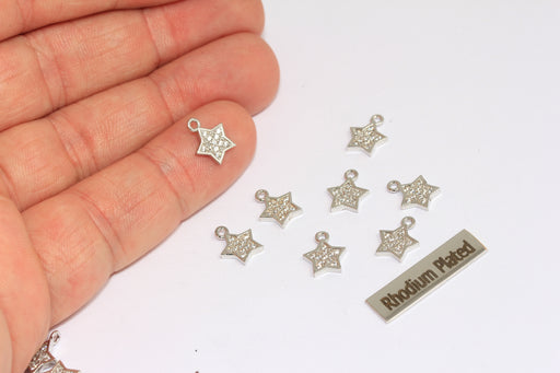 Rhodium Plated CZ Star Charms