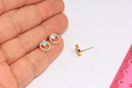 Stud Earrings, Micro Pave Circle Studs