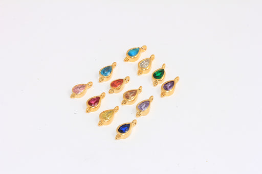Shiny Gold Dainty Birthstone Charm