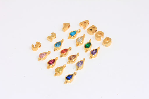 Shiny Gold Dainty Birthstone Charm
