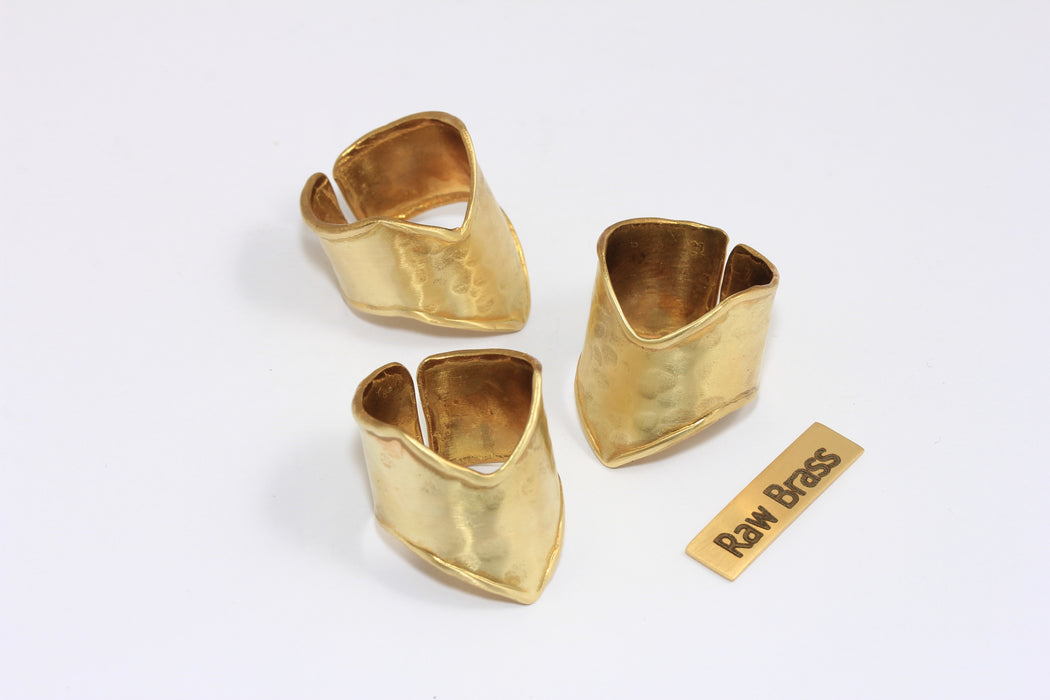 19mm Raw Brass Chevron Ring, V Shape Ring, Statement Rings, Hammered Handmade Ring, TVF42