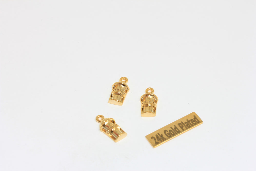 8x13mm 24k Shiny Gold Matcha Tea Drink Pendant, Matcha Cup Charm, ZRCN265