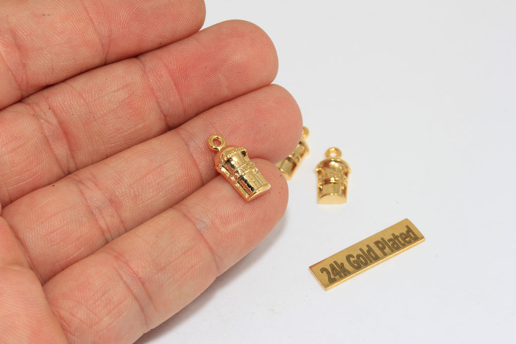 8x13mm 24k Shiny Gold Matcha Tea Drink Pendant, Matcha Cup Charm, ZRCN265