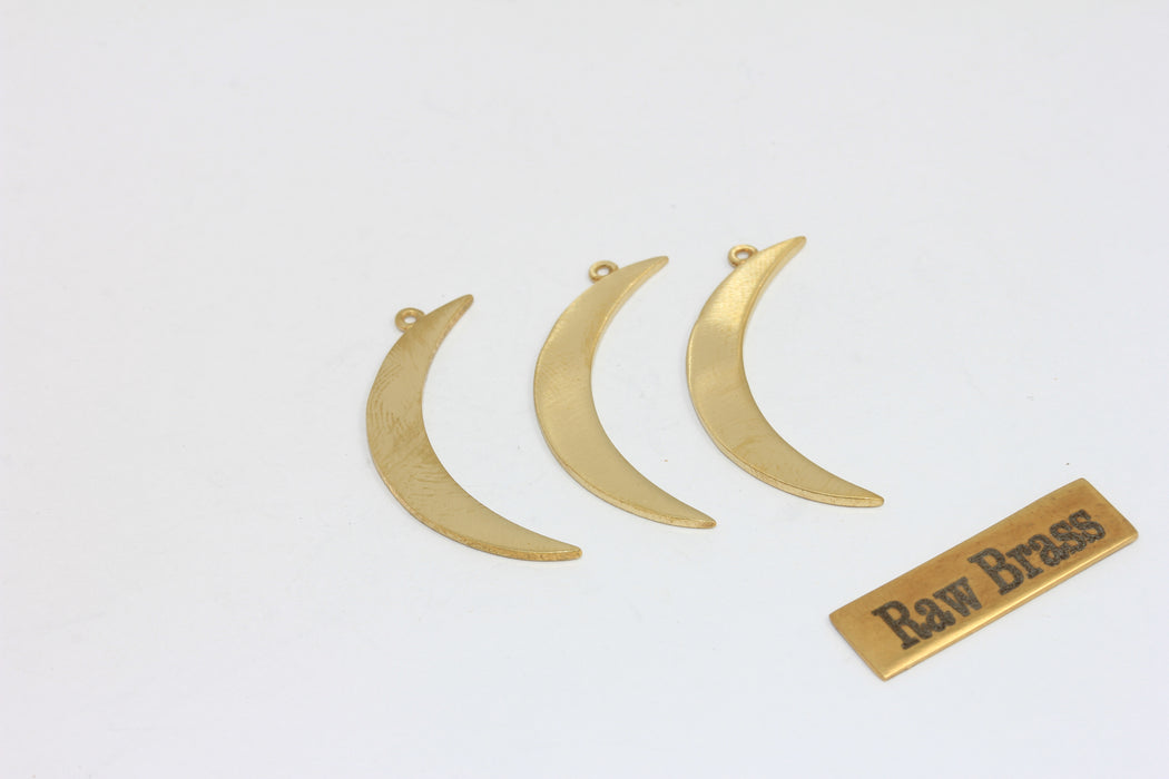 Ciondoli a forma di luna in ottone grezzo 5x31,5 mm, ciondolo a forma di mezzaluna, SOM10