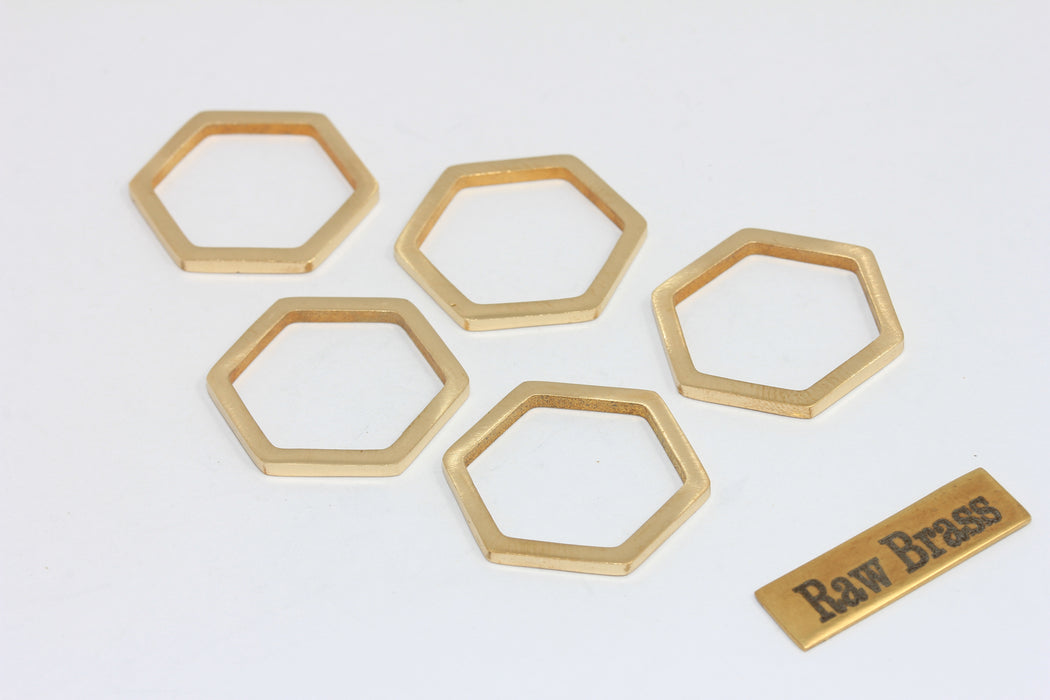 22mm Raw Brass Hexagon Pendant, Hexagon, Charms,  MTE1282