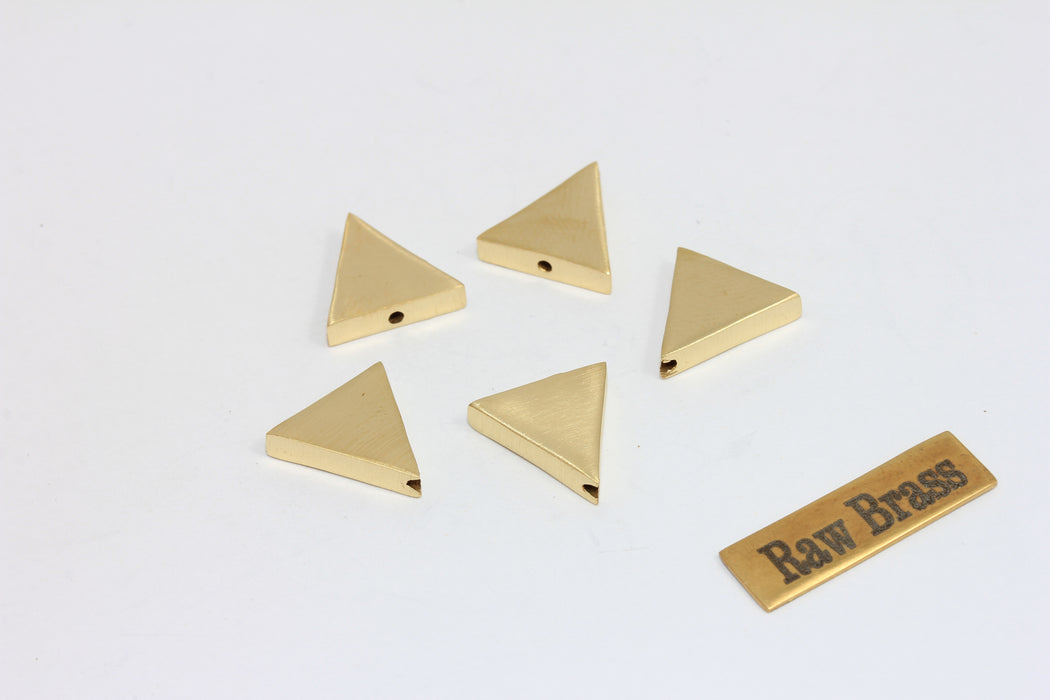 14mm Raw Brass Triangle Charms, Triangle Beads, Spacer , MTE727