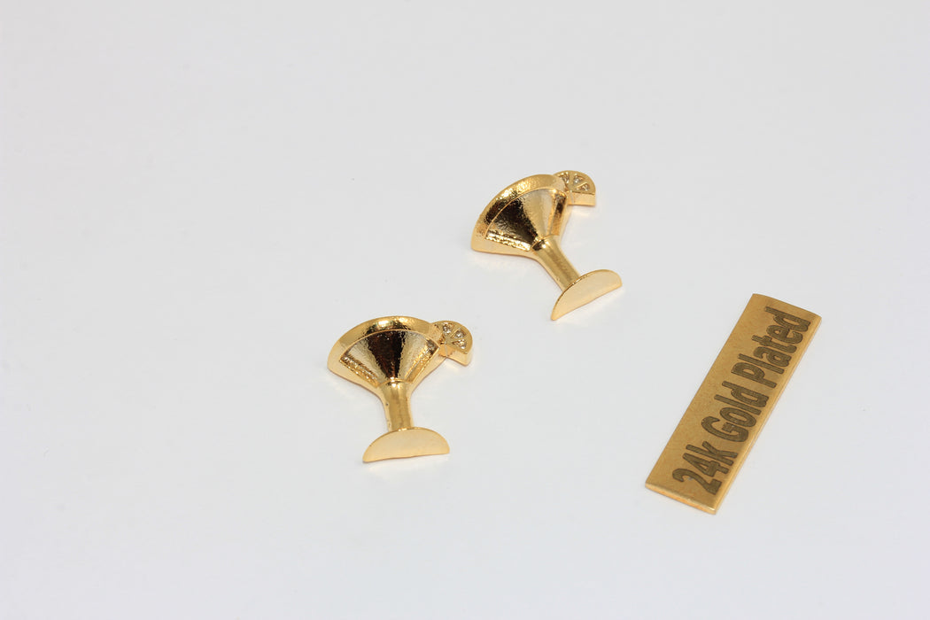 12mm Brass Martini Glass Charm, 24k Shiny Gold Plated Pendant, ZRCN307