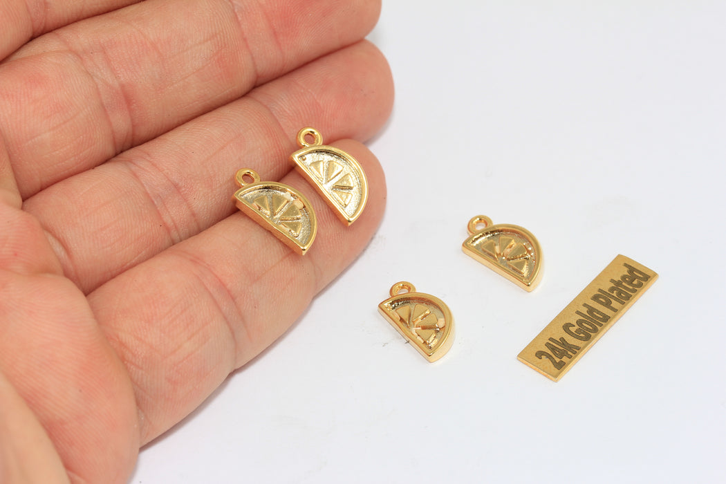 8x15mm 24 ayar Parlak Altın Çilek Charms, Çilek MLS90