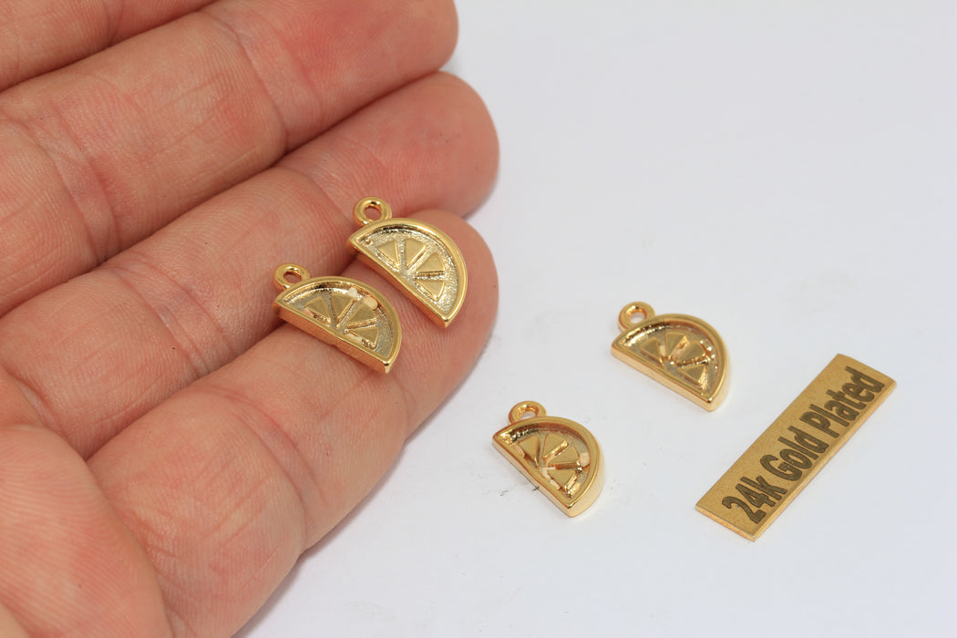 8x15mm 24 ayar Parlak Altın Çilek Charms, Çilek MLS90