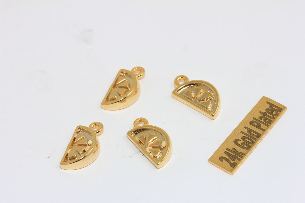 8x15mm 24 ayar Parlak Altın Çilek Charms, Çilek MLS90
