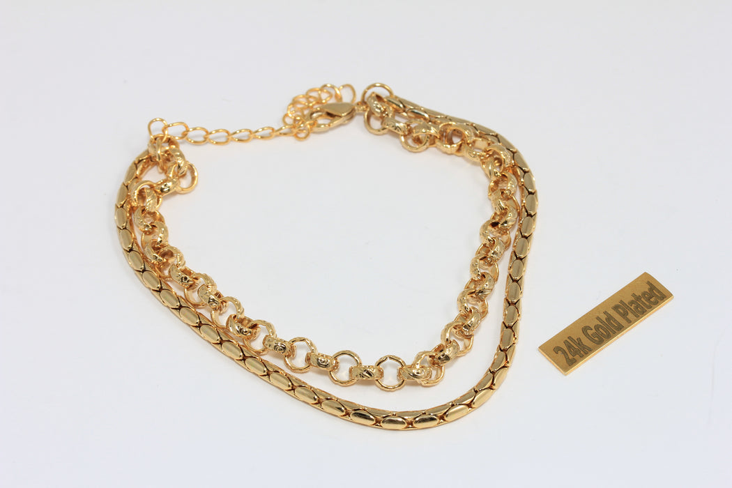 2,7 mm 24 Ayar Parlak Altın Yılan Bileklik, Hazır Halat Bileklik, BXB395-153