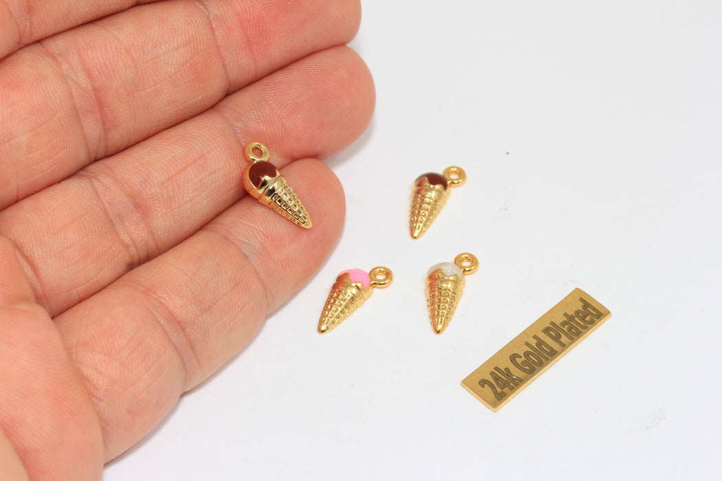 Ciondoli a forma di fragola in oro lucido 24k, 8x15 mm, fragola MLS90