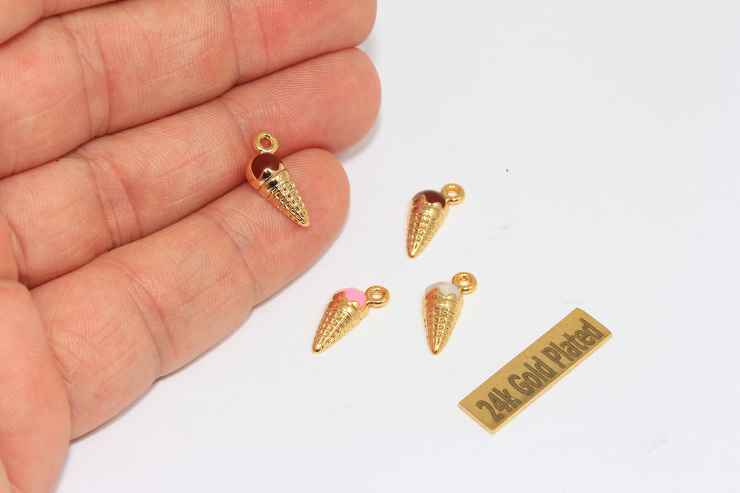 Ciondoli a forma di fragola in oro lucido 24k, 8x15 mm, fragola MLS90