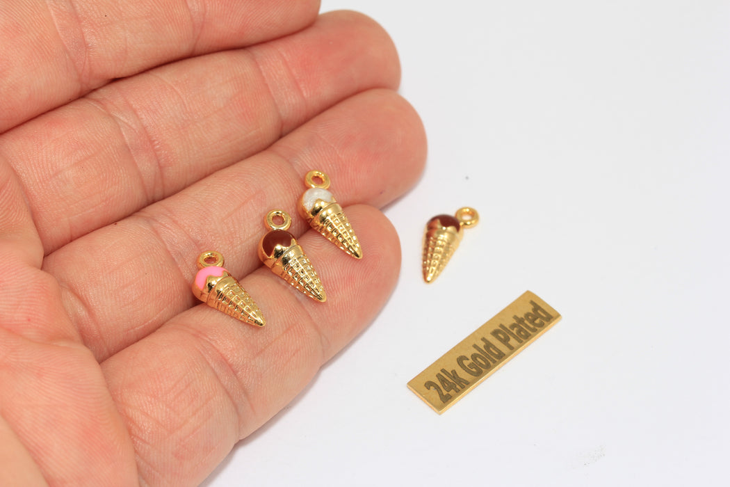Ciondoli a forma di fragola in oro lucido 24k, 8x15 mm, fragola MLS90