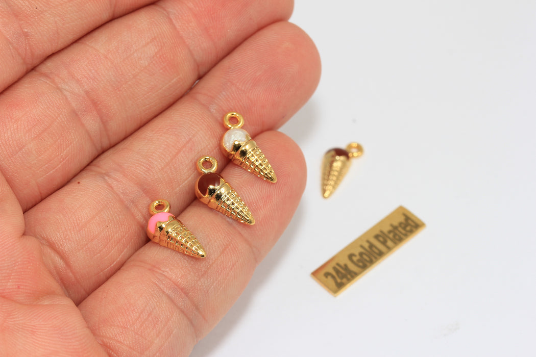 Ciondoli a forma di fragola in oro lucido 24k, 8x15 mm, fragola MLS90
