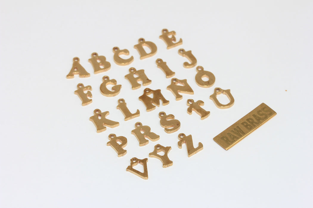 15x24mm Ham Pirinç Harfler, Kare Harf Takıları, Harf Madalyonu, Baş Harf Takıları, Pirinç Kolye Takıları, Kolye Takıları, Alfabe Boncukları
