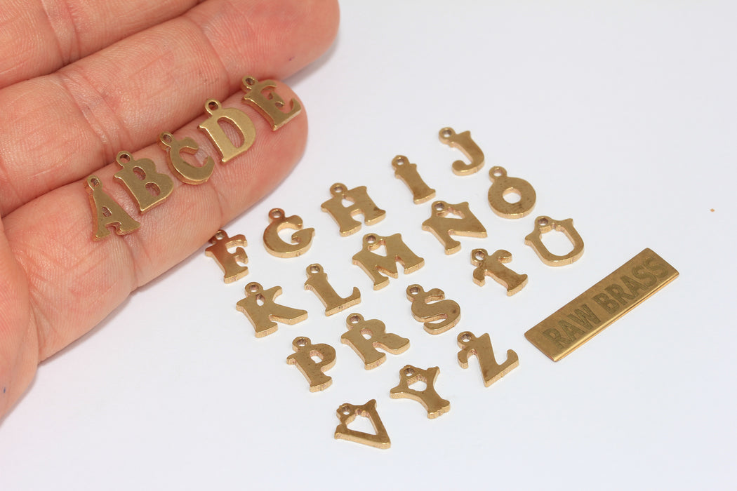 15x24mm Ham Pirinç Harfler, Kare Harf Takıları, Harf Madalyonu, Baş Harf Takıları, Pirinç Kolye Takıları, Kolye Takıları, Alfabe Boncukları