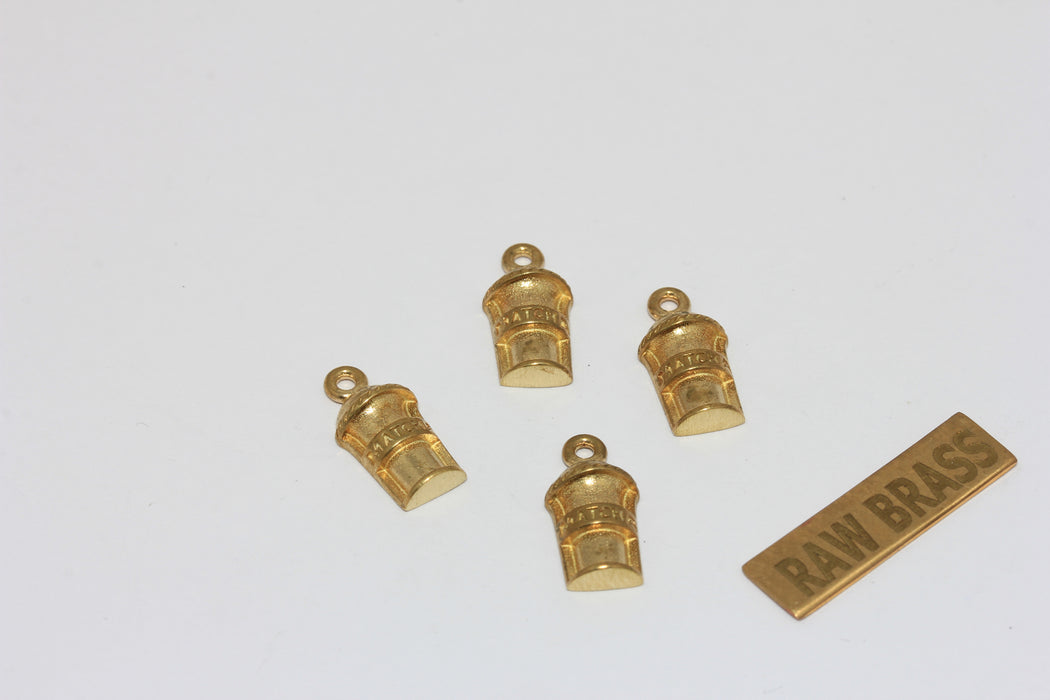 8x13mm Raw Brass Matcha Tea Drink Pendant, Matcha Cup Charm, ZPR389