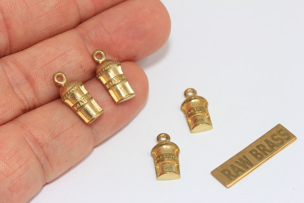 8x13mm Raw Brass Matcha Tea Drink Pendant, Matcha Cup Charm, ZPR389