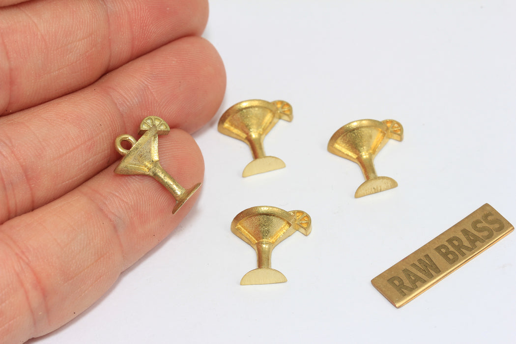 12mm Brass Martini Glass Charm, Raw Brass Charms, ZPR395
