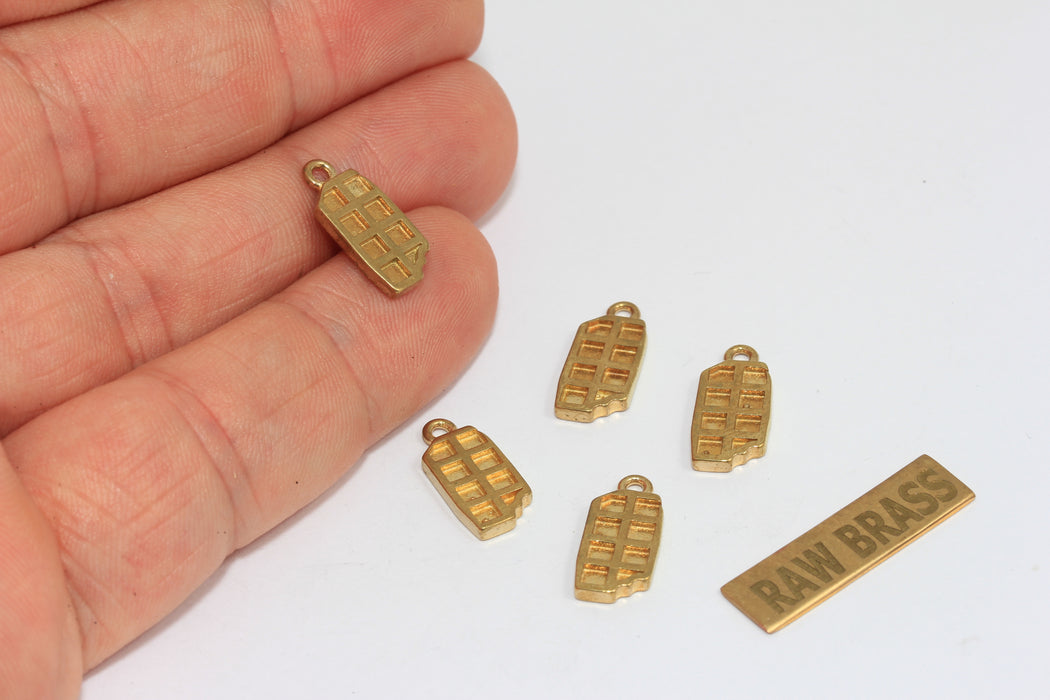 7x13mm Raw Brass Chocolate Cabochon Charms, Bezel Settings, Enamel Chocolate, ZPR392