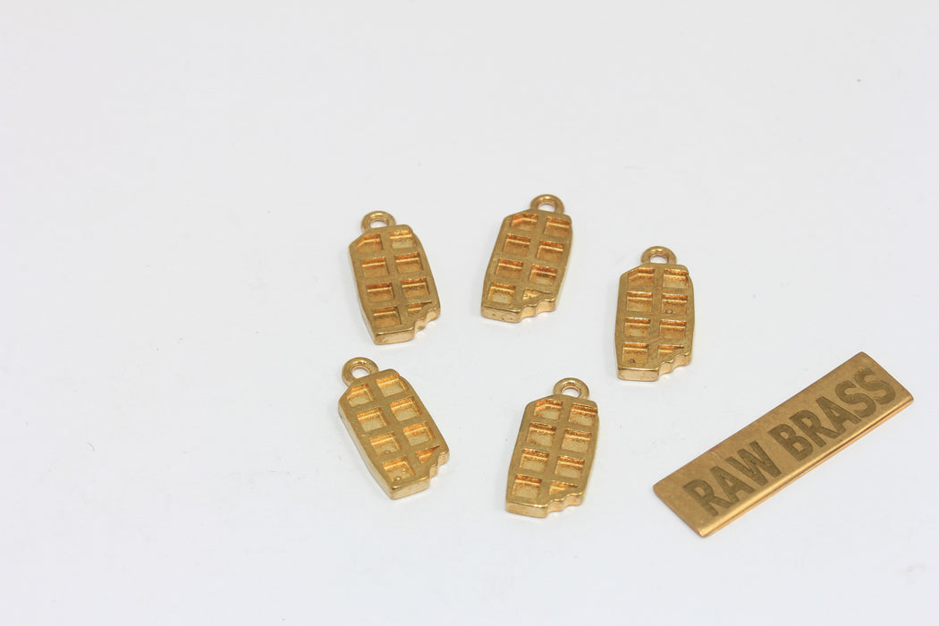 7x13mm Raw Brass Chocolate Cabochon Charms, Bezel Settings, Enamel Chocolate, ZPR392