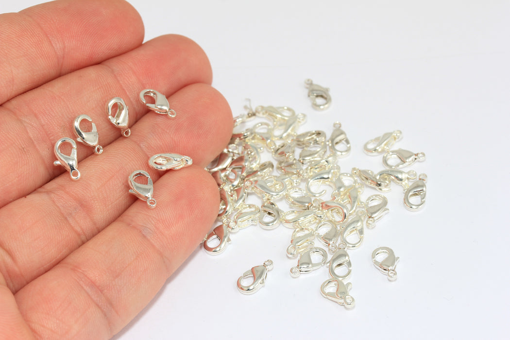 9mm Silver Color Claw Clasp, Lobster Claw Clasp, Necklace CLO36
