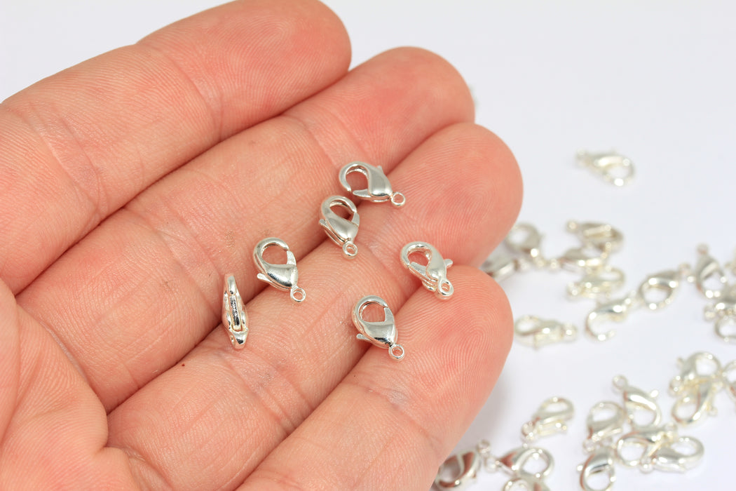 9mm Silver Color Claw Clasp, Lobster Claw Clasp, Necklace CLO36