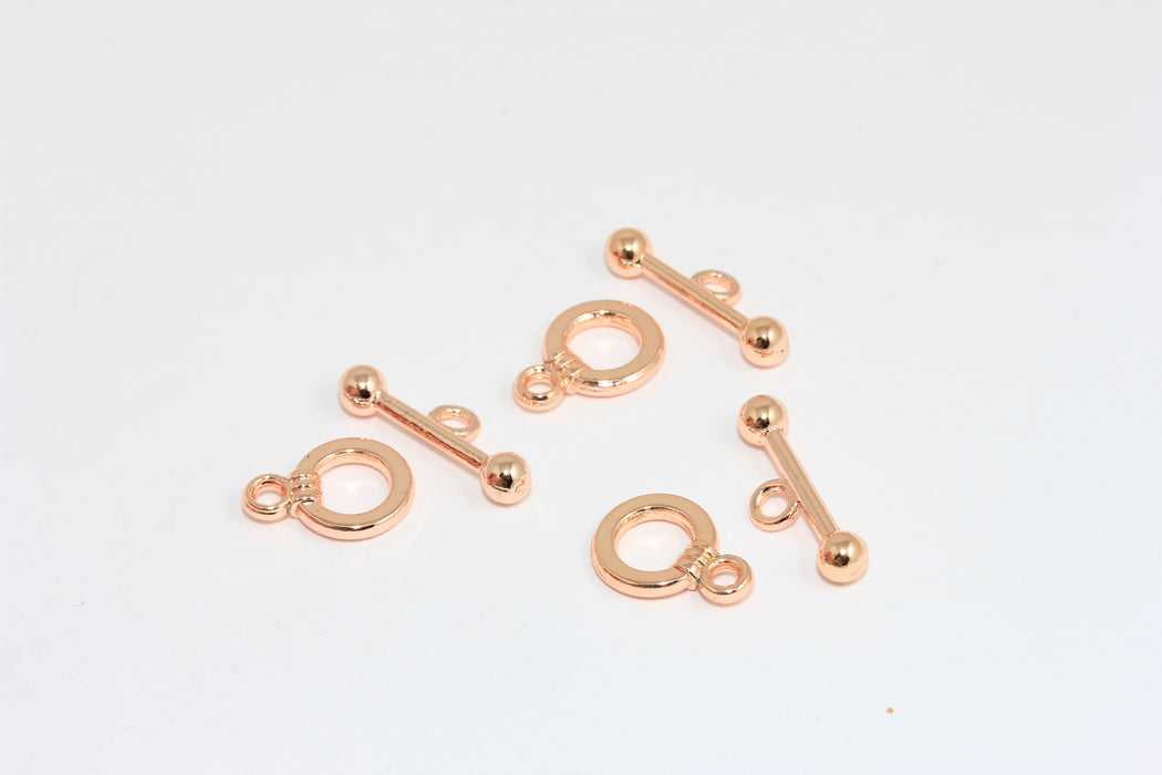 12x15mm Rose Gold Toggle Clasp, Ring T Bar, Bracelet Closure, CLO38