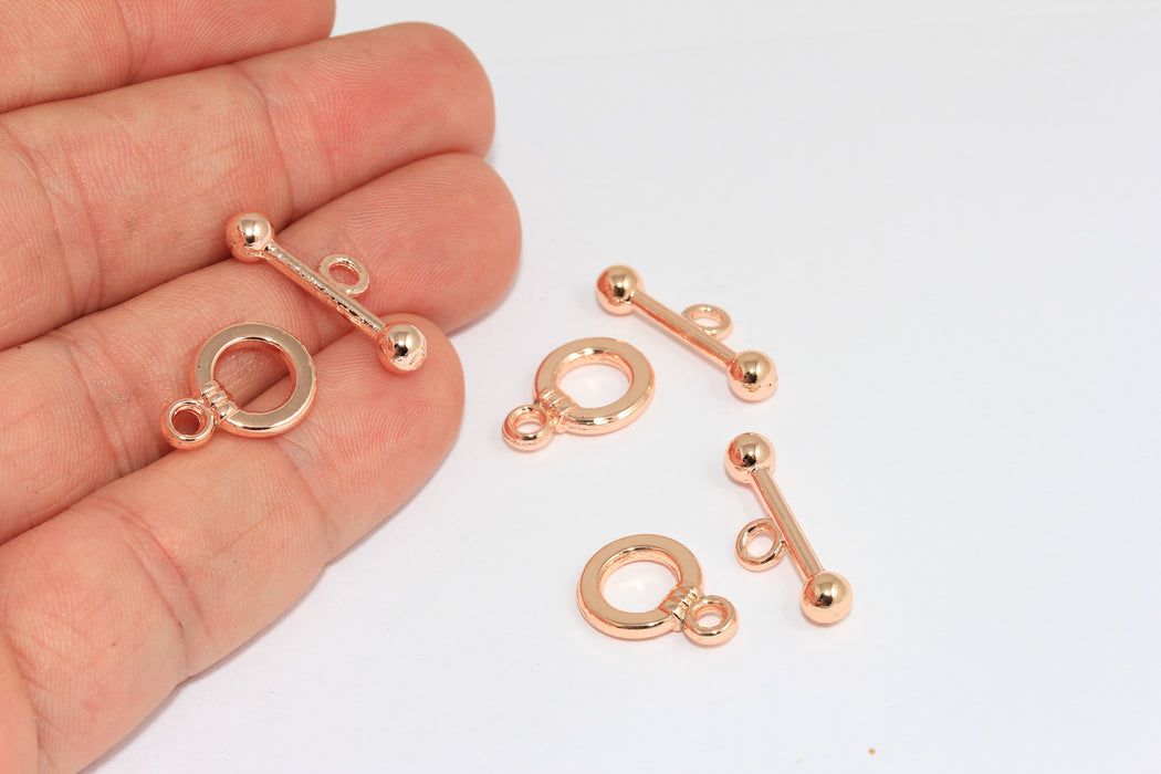 12x15mm Rose Gold Toggle Clasp, Ring T Bar, Bracelet Closure, CLO38