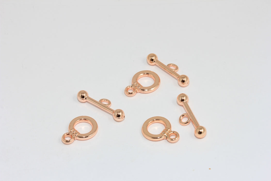 12x15mm Rose Gold Toggle Clasp, Ring T Bar, Bracelet Closure, CLO38