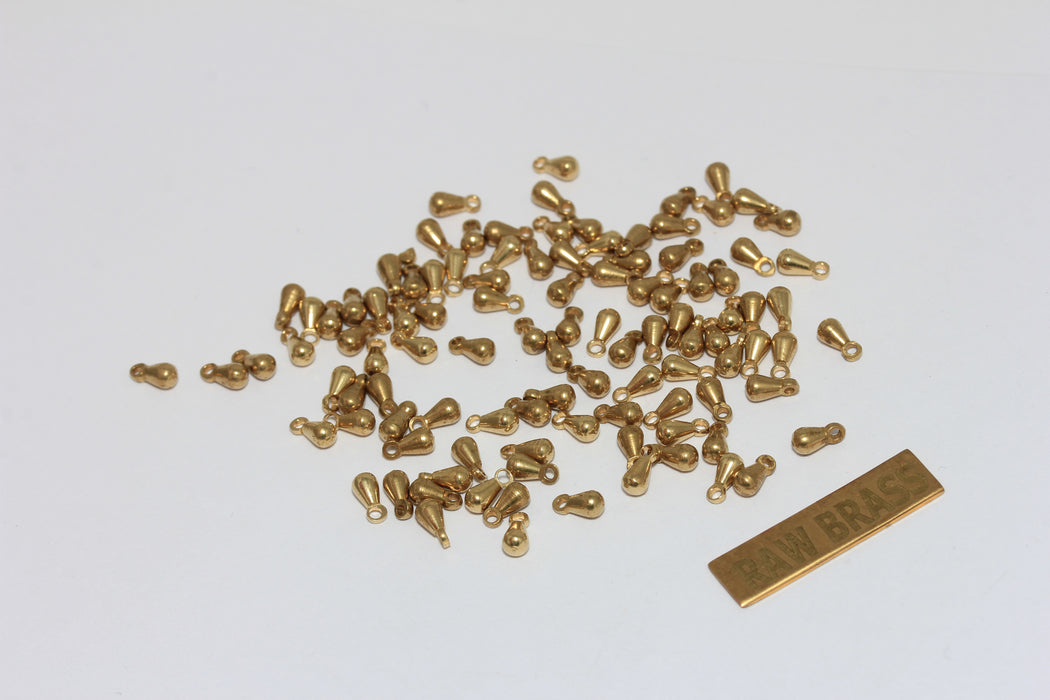 3x6mm Ham Pirinç Damla Kolye, Mini Damla Kolye, LA15
